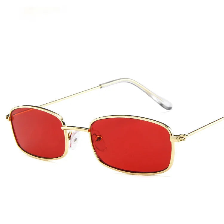 Retro Small Rectangle Sunglasses - Vintage Designer UV Protection