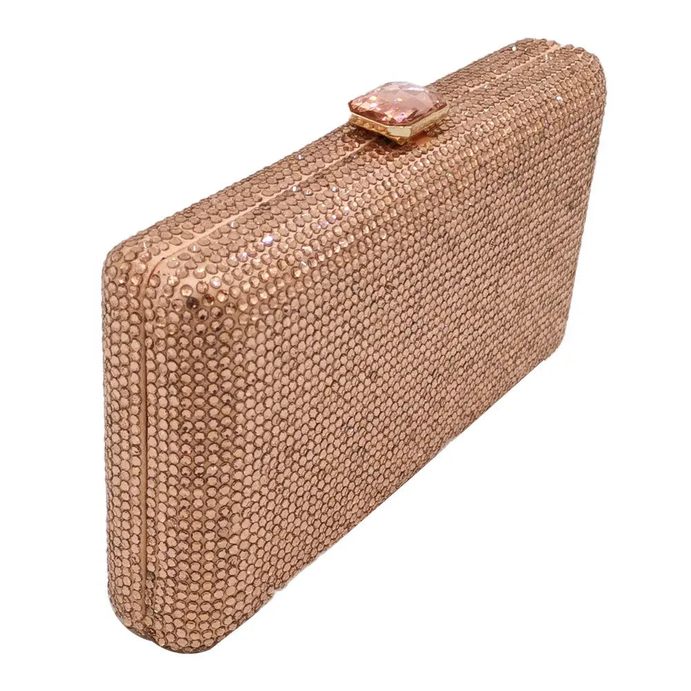 Elegant Crystal Evening Clutch - Luxury Rhinestone Box Handbag