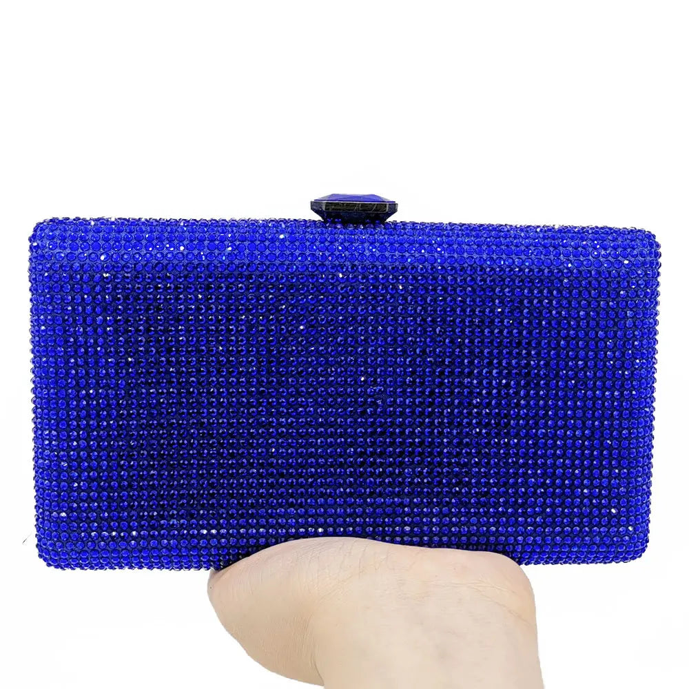 Elegant Crystal Evening Clutch - Luxury Rhinestone Box Handbag
