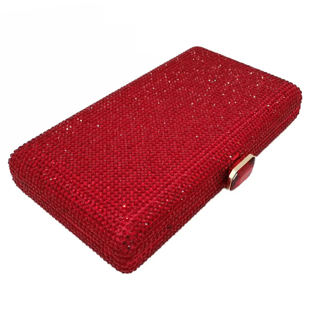 Elegant Crystal Evening Clutch - Luxury Rhinestone Box Handbag