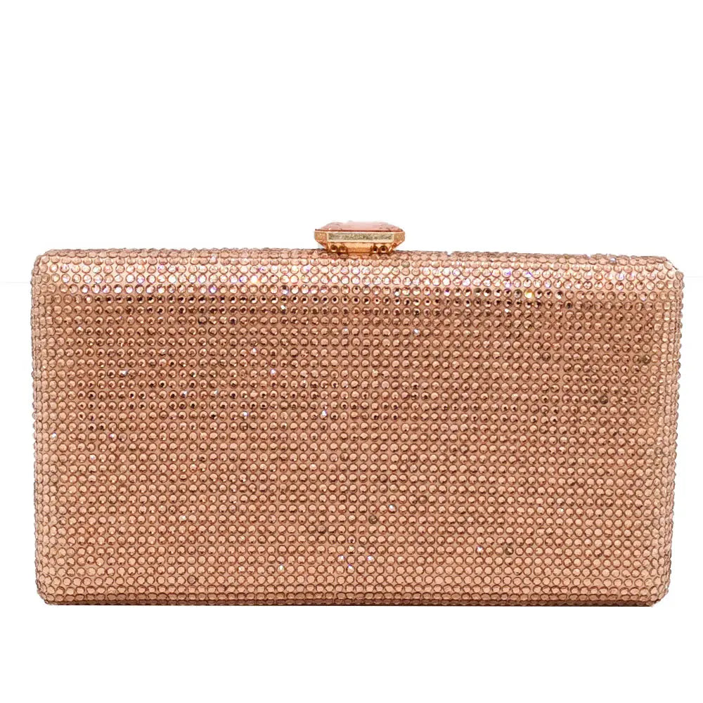Elegant Crystal Evening Clutch - Luxury Rhinestone Box Handbag