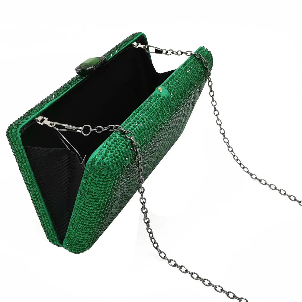 Elegant Crystal Evening Clutch - Luxury Rhinestone Box Handbag