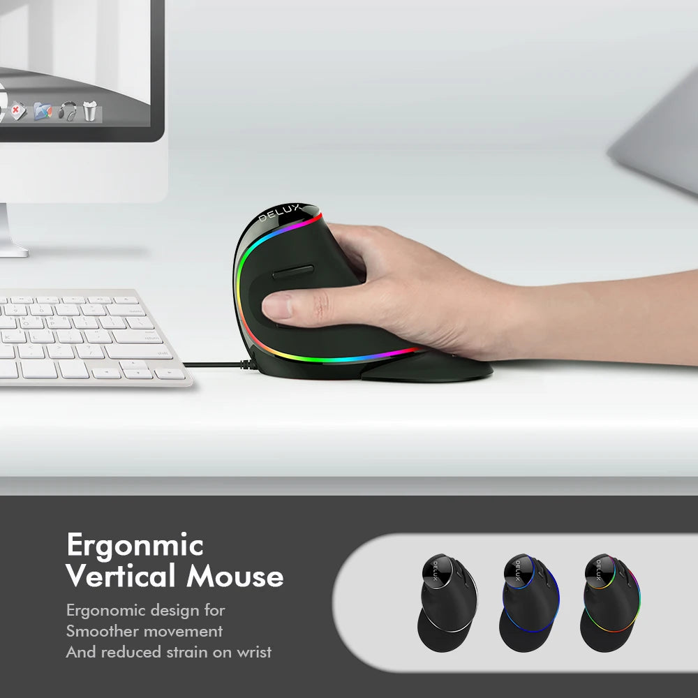 Premium Vertical Gaming Mouse - Ergonomic Wireless/Wired 4000 DPI RGB