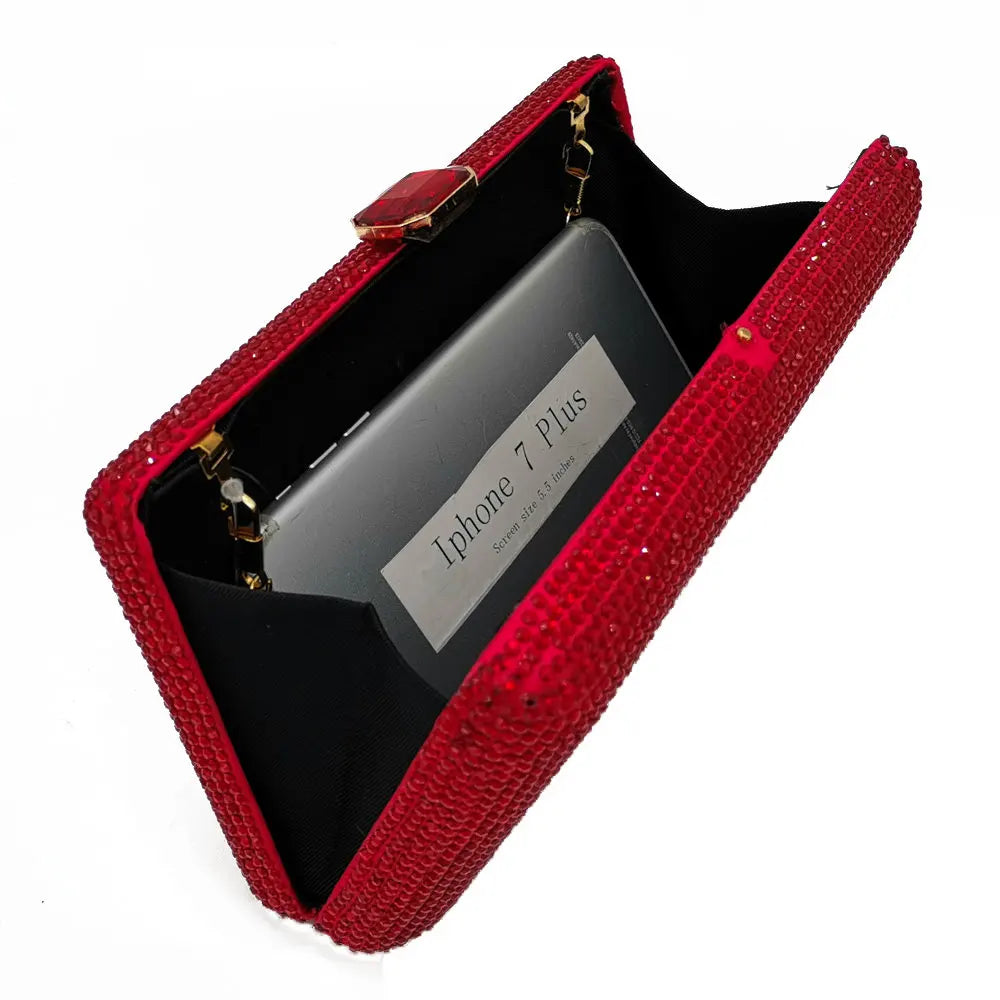 Elegant Crystal Evening Clutch - Luxury Rhinestone Box Handbag