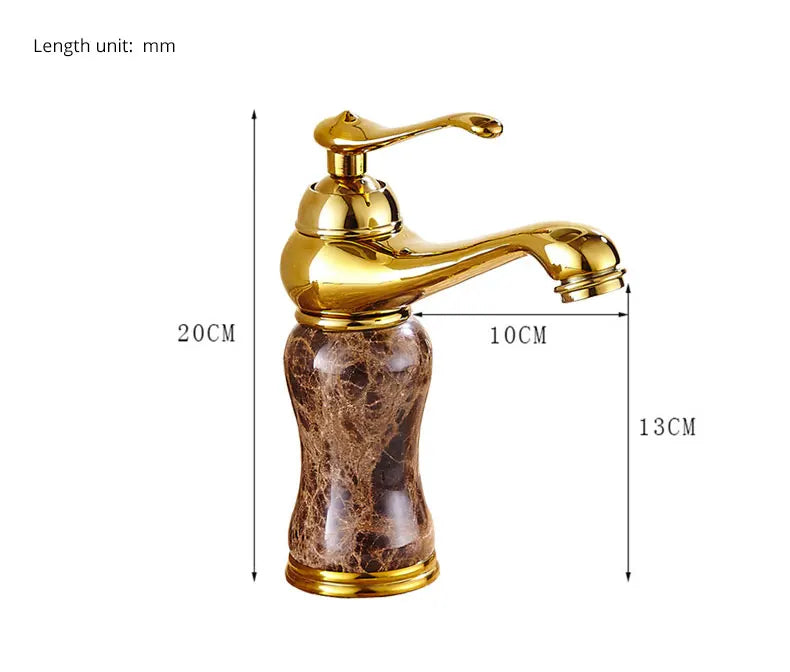 Elegant Gold Bathroom Faucet - Coffee Marble Mixer Tap