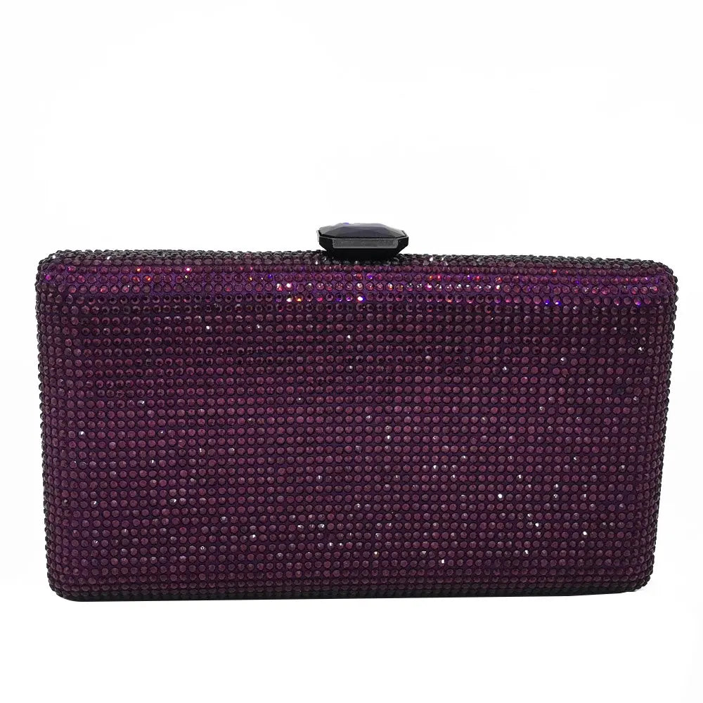 Elegant Crystal Evening Clutch - Luxury Rhinestone Box Handbag