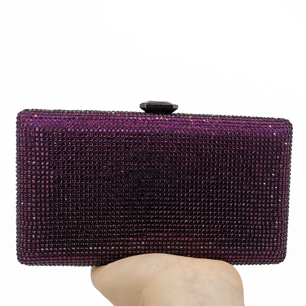 Elegant Crystal Evening Clutch - Luxury Rhinestone Box Handbag