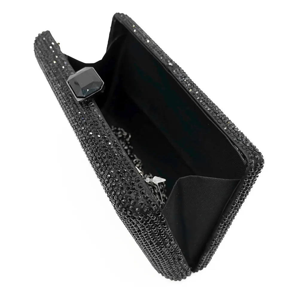Elegant Crystal Evening Clutch - Luxury Rhinestone Box Handbag