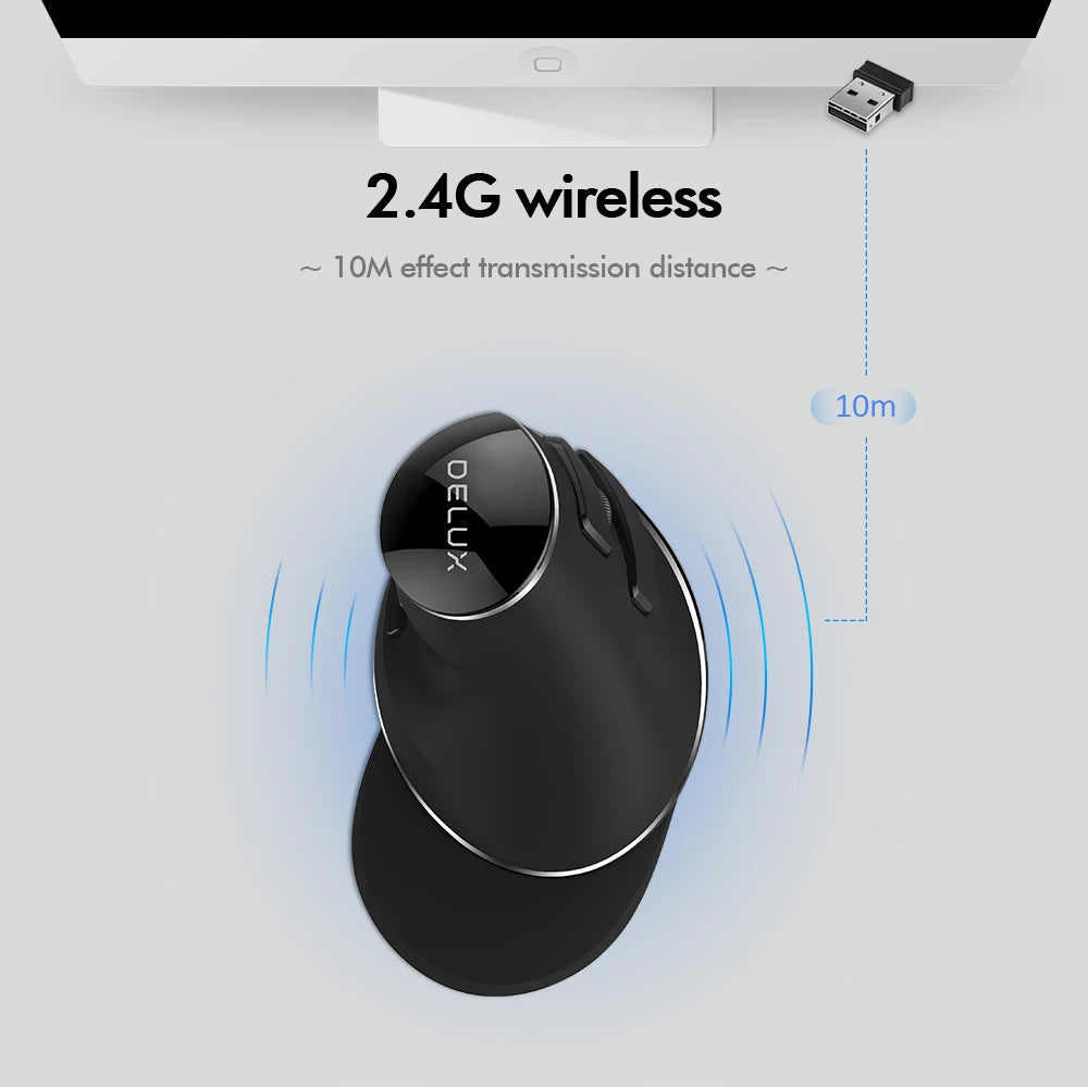 Premium Vertical Gaming Mouse - Ergonomic Wireless/Wired 4000 DPI RGB