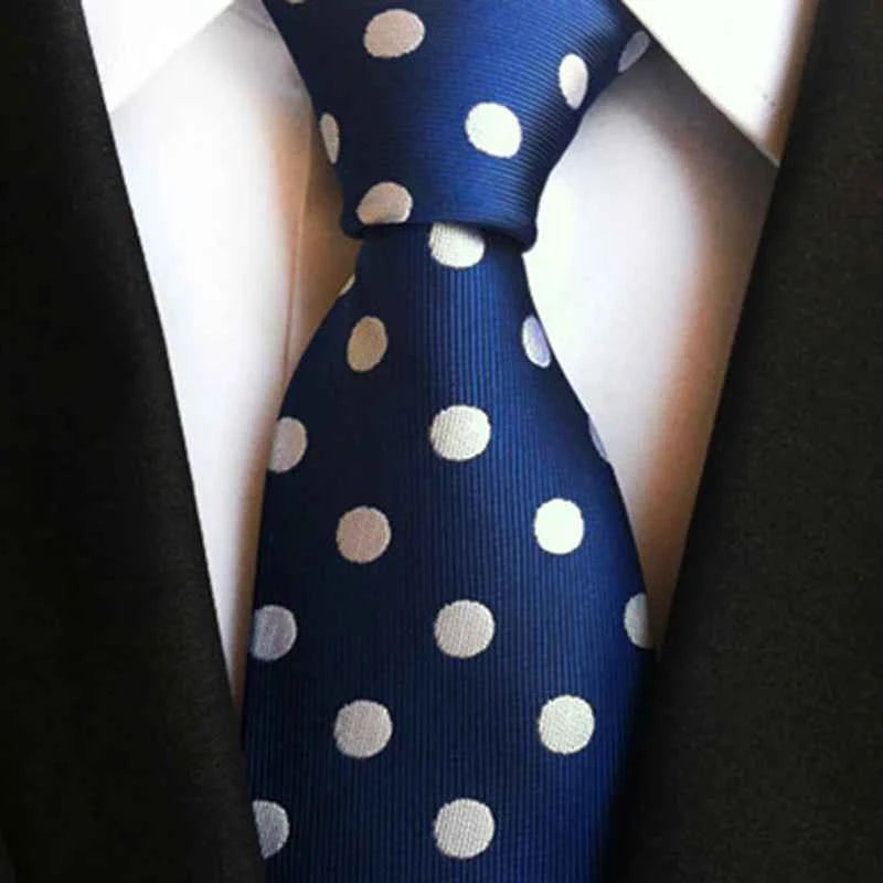 New Design Fashion Necktie Orange White Blue Polka Dot Ties for Man Business Wedding Formal NeckTie 8cm Silk Dress Gift Gravata