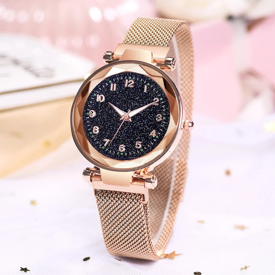 Elegant Magnetic Starry Sky Watch - Women's Quartz Wristwatch
