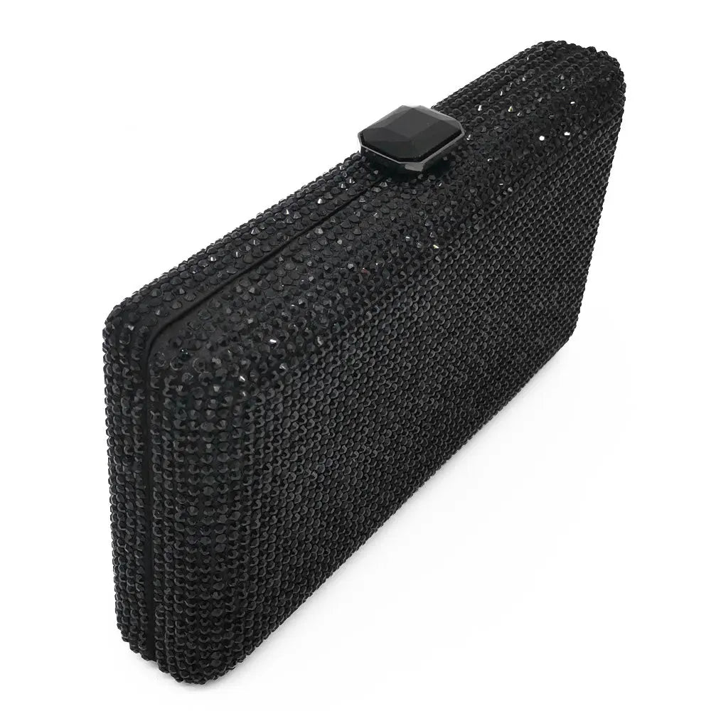Elegant Crystal Evening Clutch - Luxury Rhinestone Box Handbag