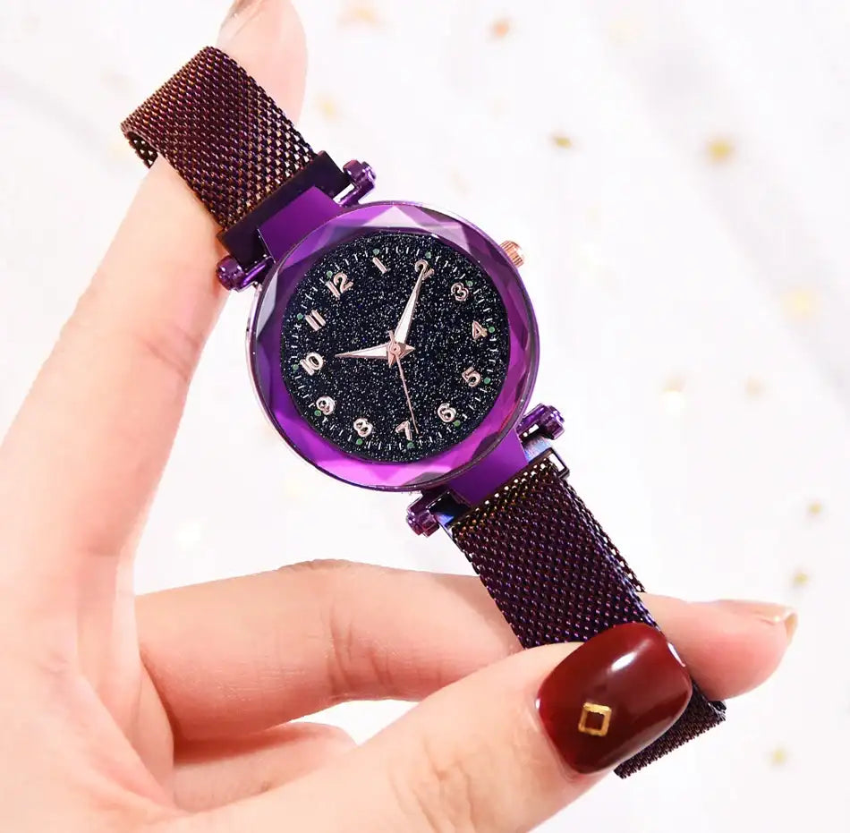 Elegant Magnetic Starry Sky Watch - Women's Quartz Wristwatch