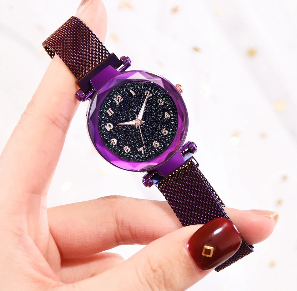 Elegant Magnetic Starry Sky Watch - Women's Quartz Wristwatch
