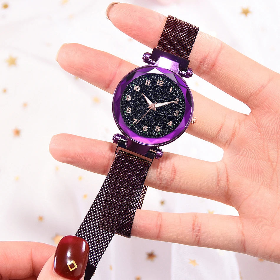 Elegant Magnetic Starry Sky Watch - Women's Quartz Wristwatch