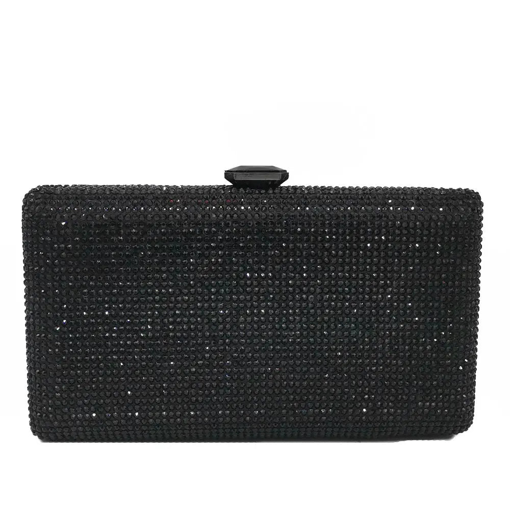 Elegant Crystal Evening Clutch - Luxury Rhinestone Box Handbag