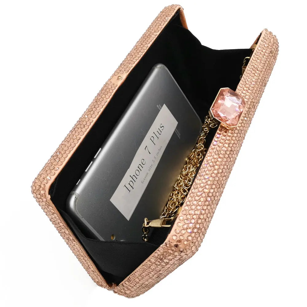 Elegant Crystal Evening Clutch - Luxury Rhinestone Box Handbag