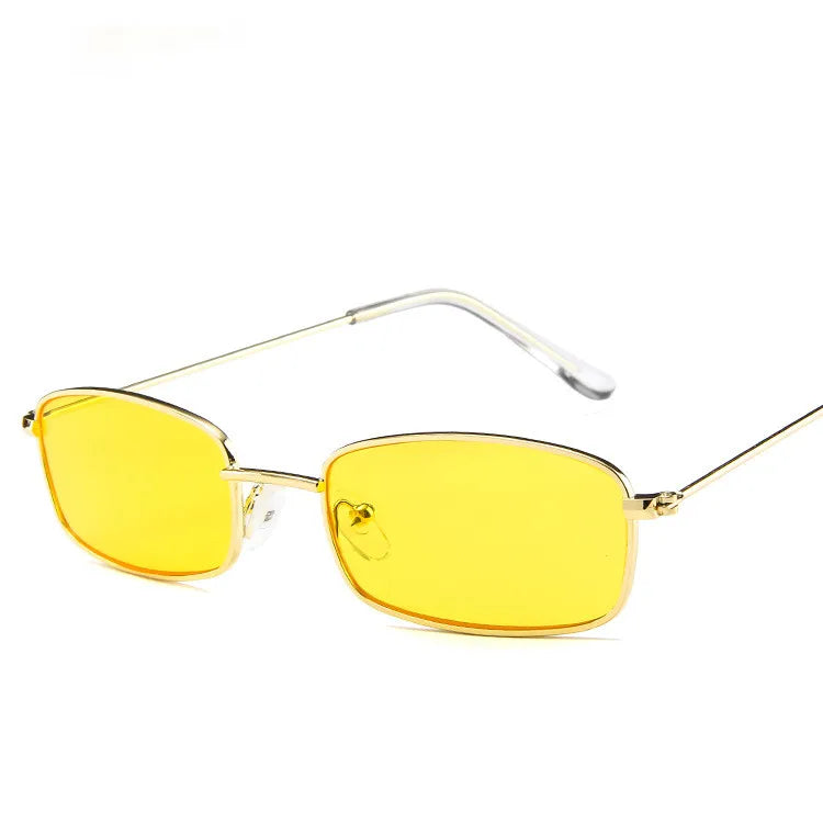 Retro Small Rectangle Sunglasses - Vintage Designer UV Protection