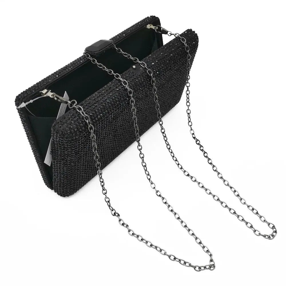 Elegant Crystal Evening Clutch - Luxury Rhinestone Box Handbag