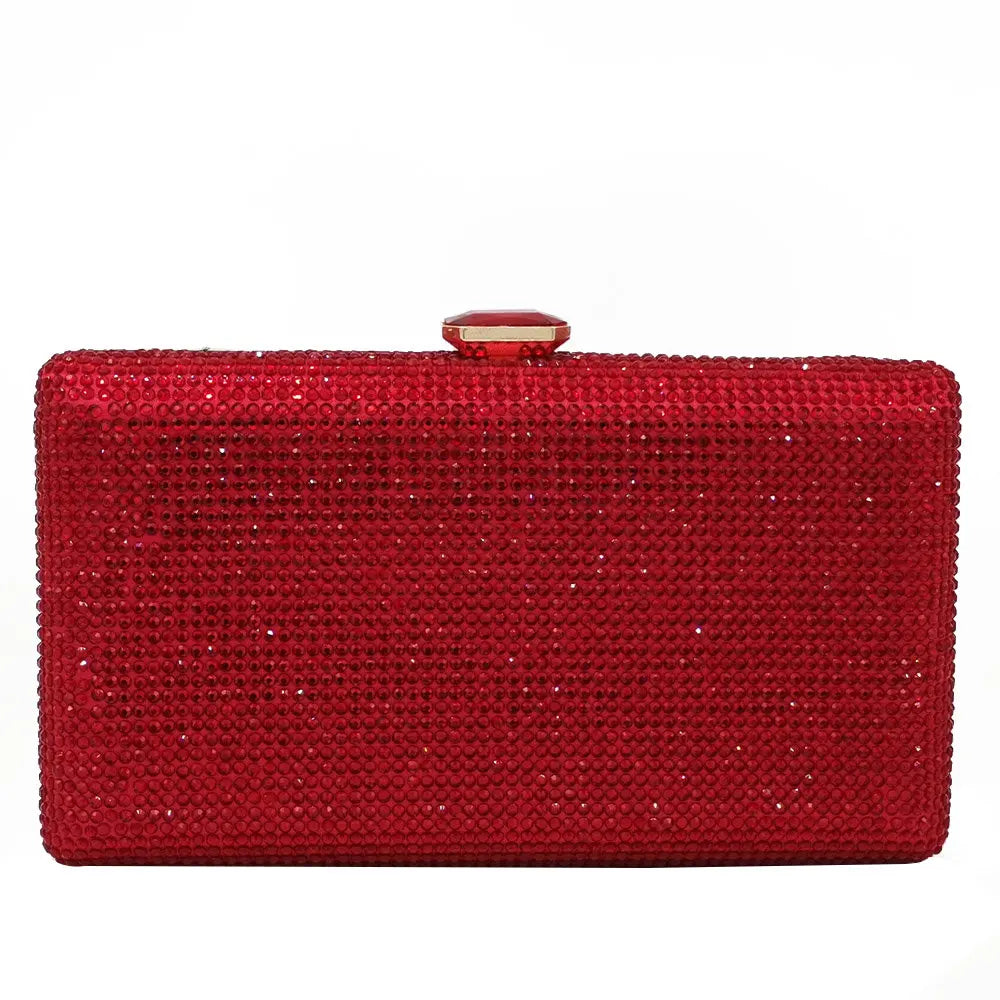 Elegant Crystal Evening Clutch - Luxury Rhinestone Box Handbag