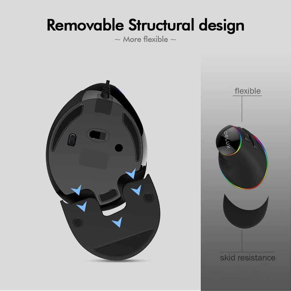Premium Vertical Gaming Mouse - Ergonomic Wireless/Wired 4000 DPI RGB