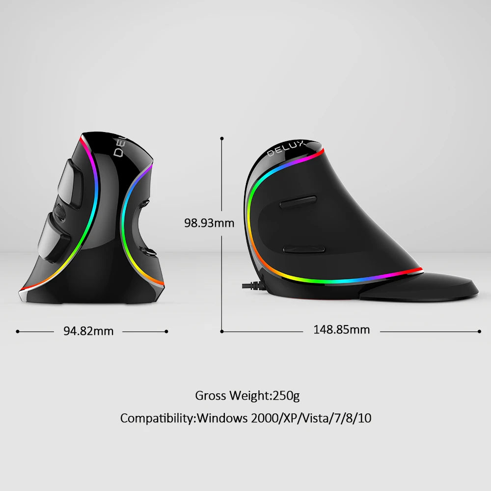 Premium Vertical Gaming Mouse - Ergonomic Wireless/Wired 4000 DPI RGB