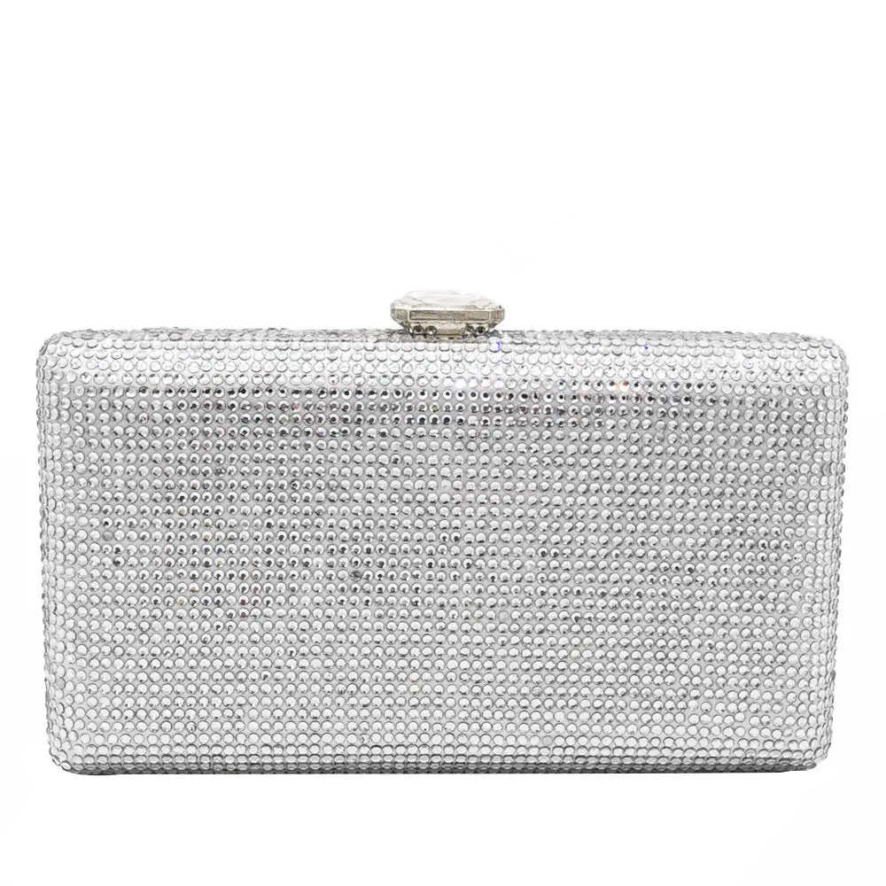 Elegant Crystal Evening Clutch - Luxury Rhinestone Box Handbag