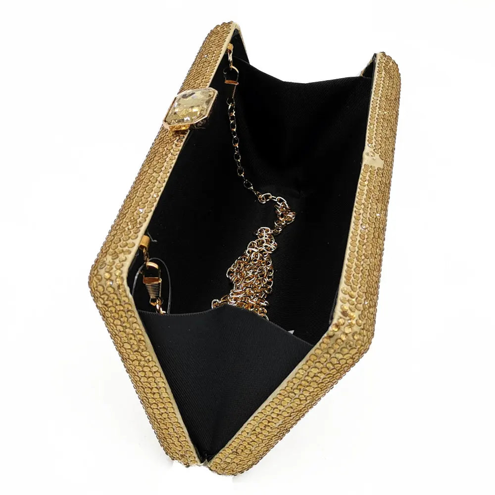 Elegant Crystal Evening Clutch - Luxury Rhinestone Box Handbag