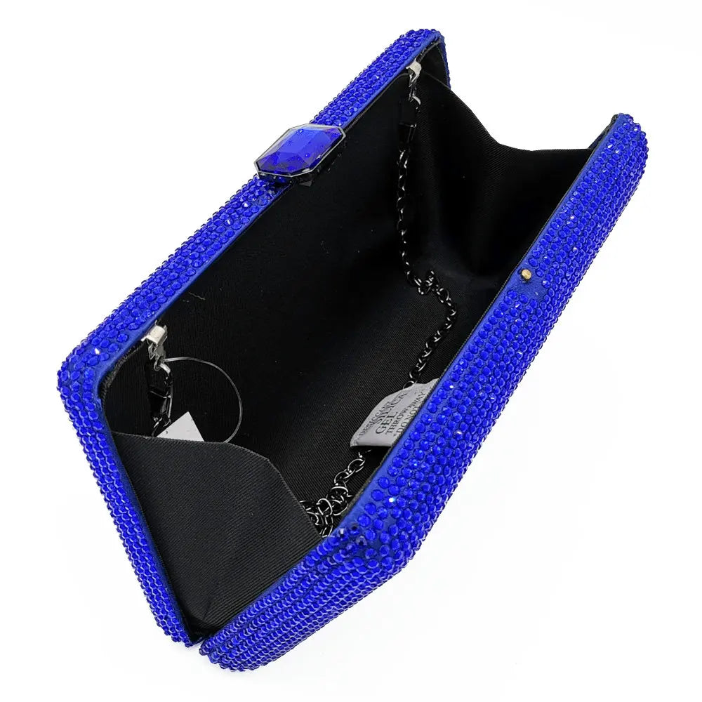 Elegant Crystal Evening Clutch - Luxury Rhinestone Box Handbag