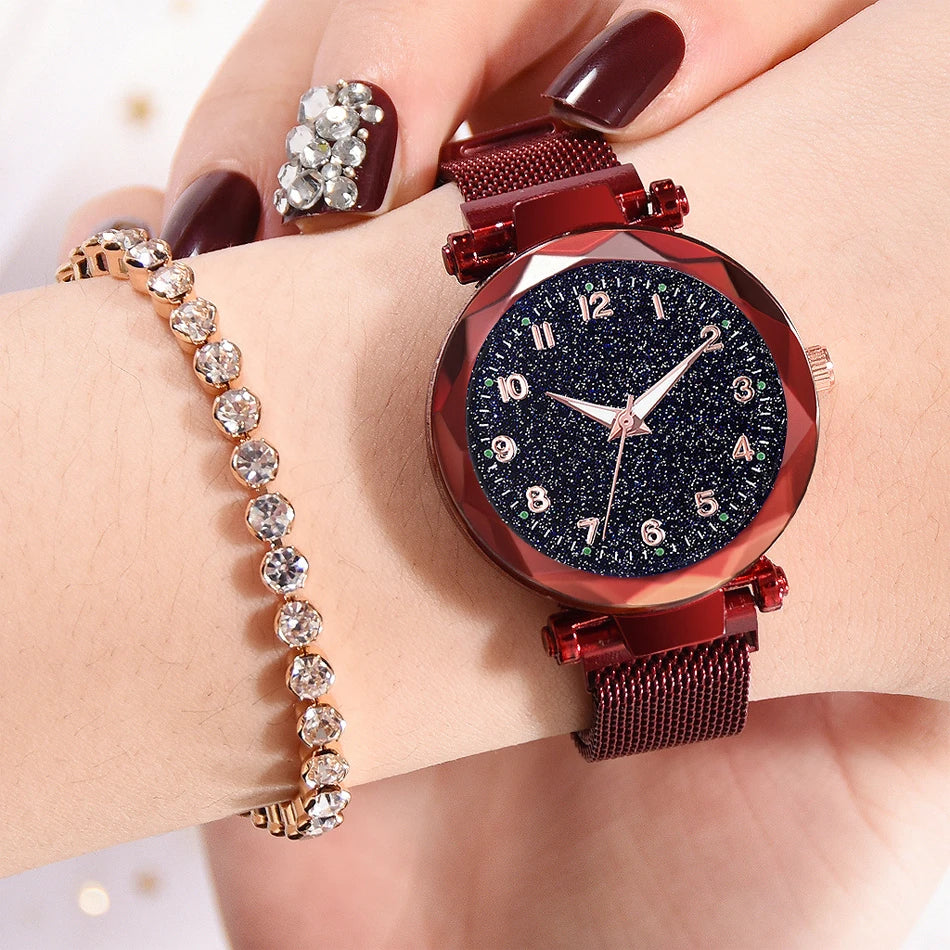 Elegant Magnetic Starry Sky Watch - Women's Quartz Wristwatch