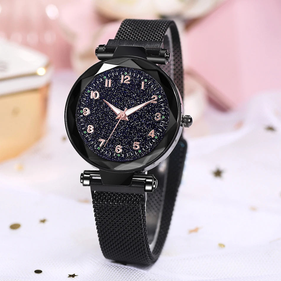 Elegant Magnetic Starry Sky Watch - Women's Quartz Wristwatch
