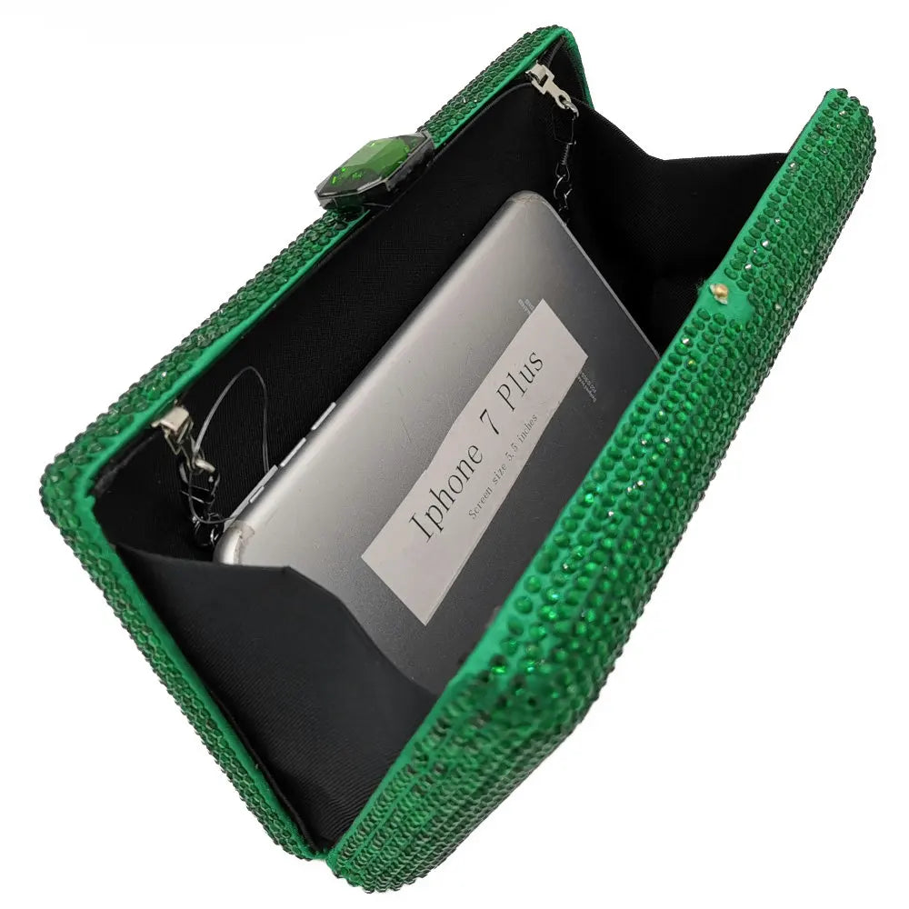 Elegant Crystal Evening Clutch - Luxury Rhinestone Box Handbag