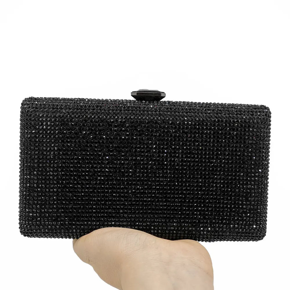 Elegant Crystal Evening Clutch - Luxury Rhinestone Box Handbag