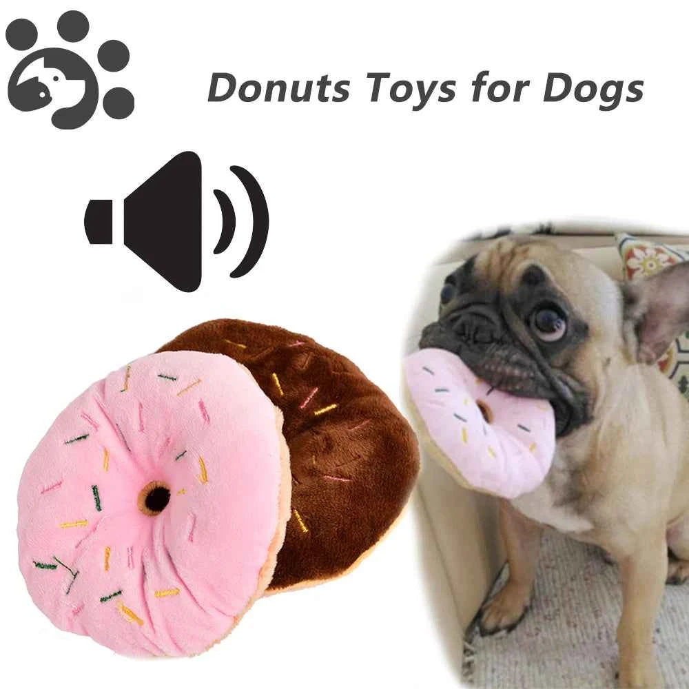 Donut Pet Squeak Toy - Colorful plush donut toy for cats and dogs