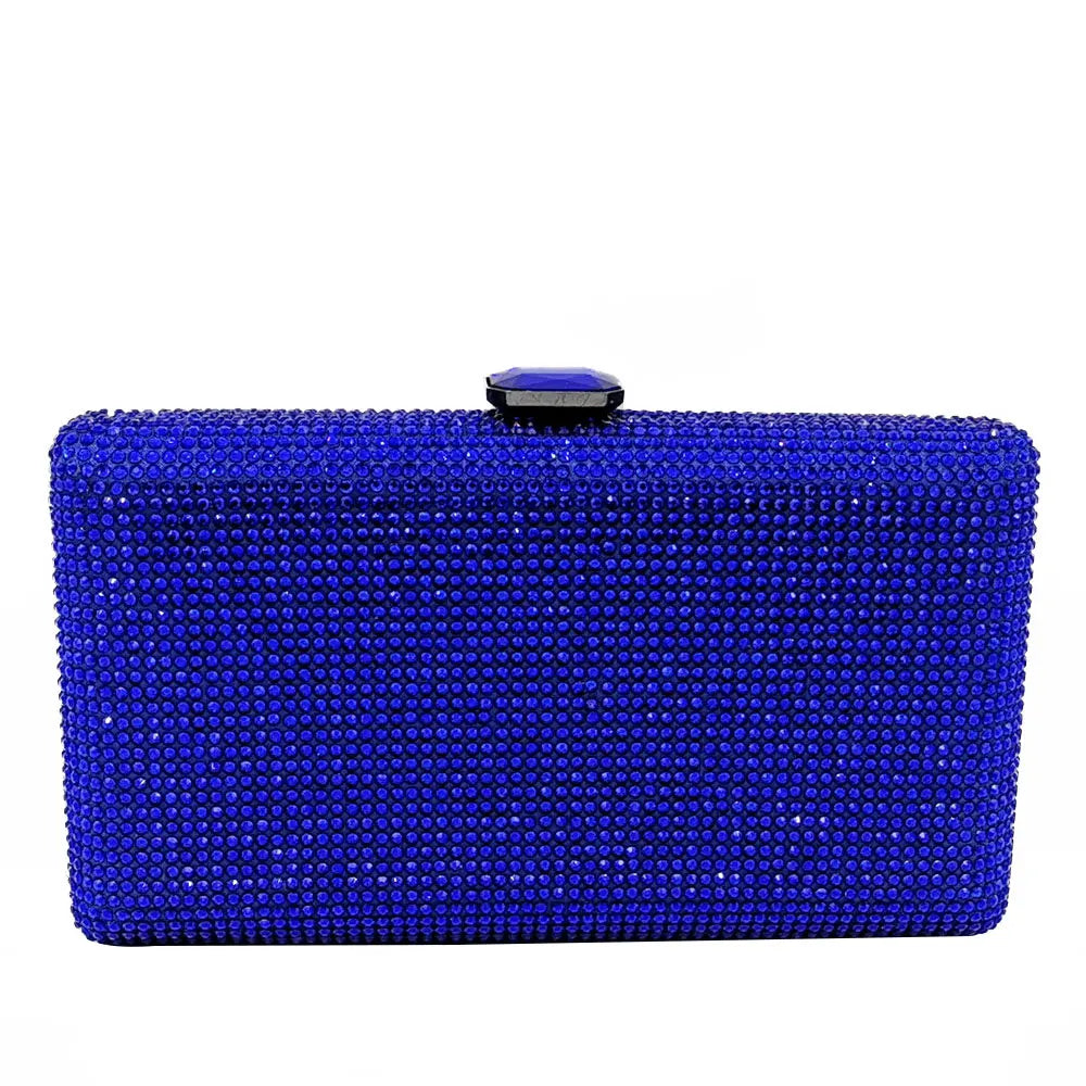 Elegant Crystal Evening Clutch - Luxury Rhinestone Box Handbag