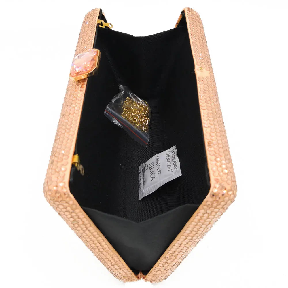 Elegant Crystal Evening Clutch - Luxury Rhinestone Box Handbag