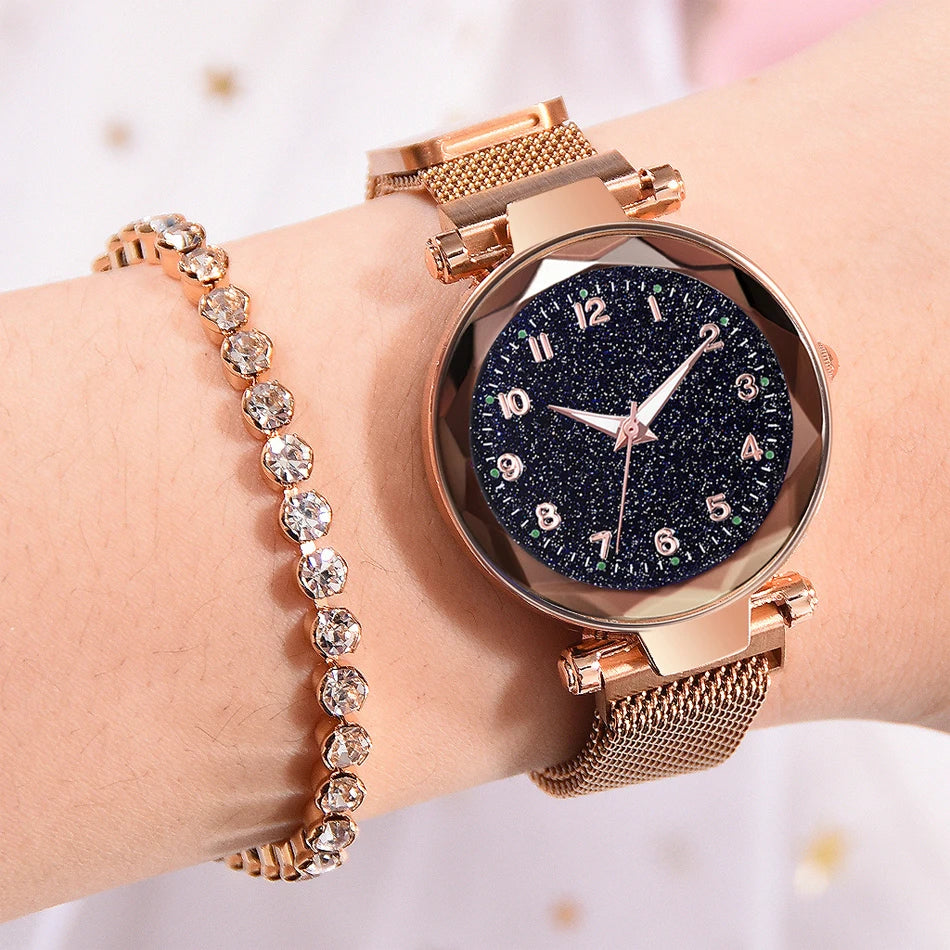 Elegant Magnetic Starry Sky Watch - Women's Quartz Wristwatch