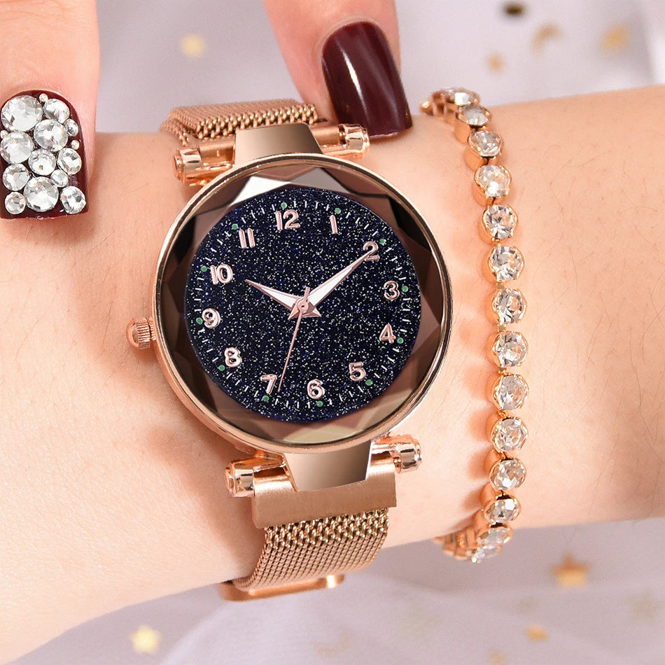 Elegant Magnetic Starry Sky Watch - Women's Quartz Wristwatch