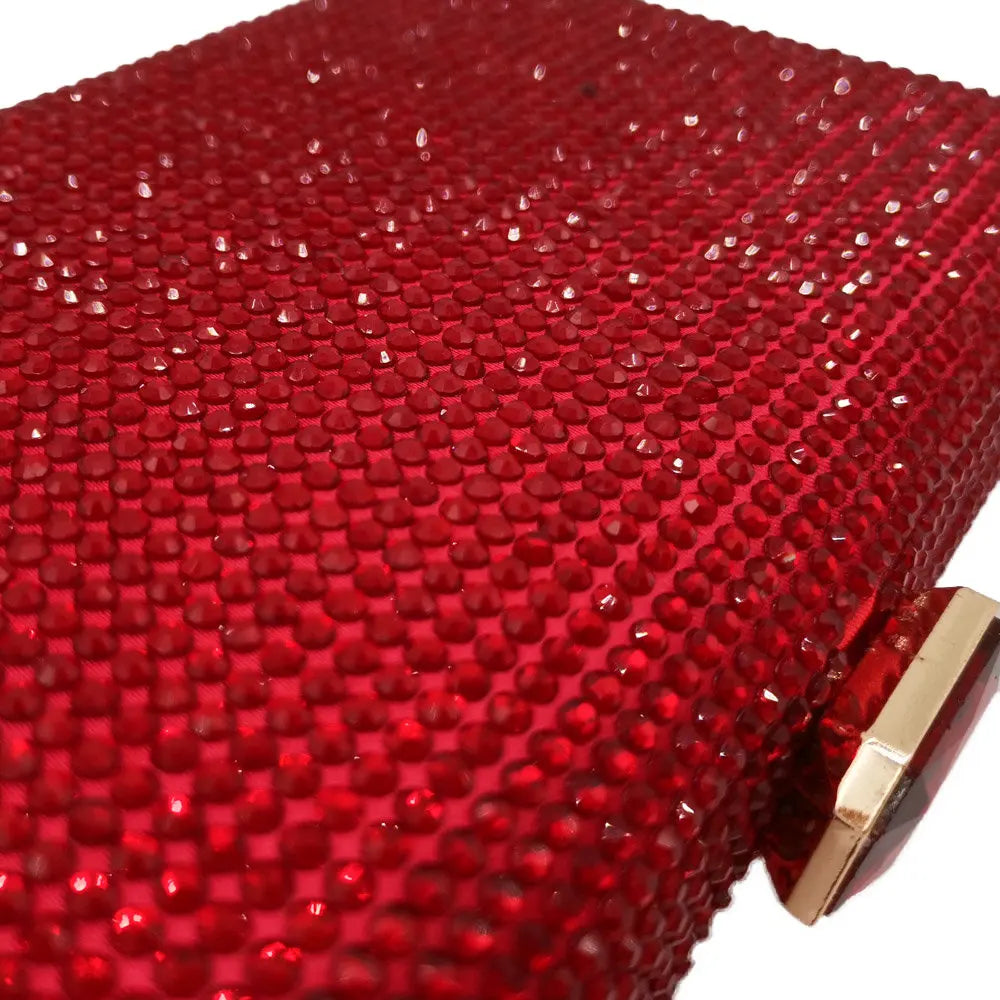 Elegant Crystal Evening Clutch - Luxury Rhinestone Box Handbag