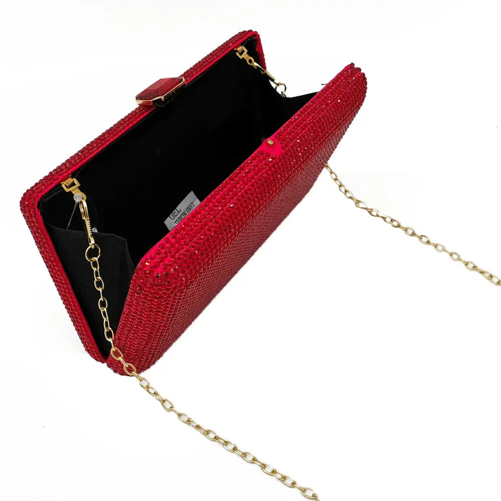 Elegant Crystal Evening Clutch - Luxury Rhinestone Box Handbag
