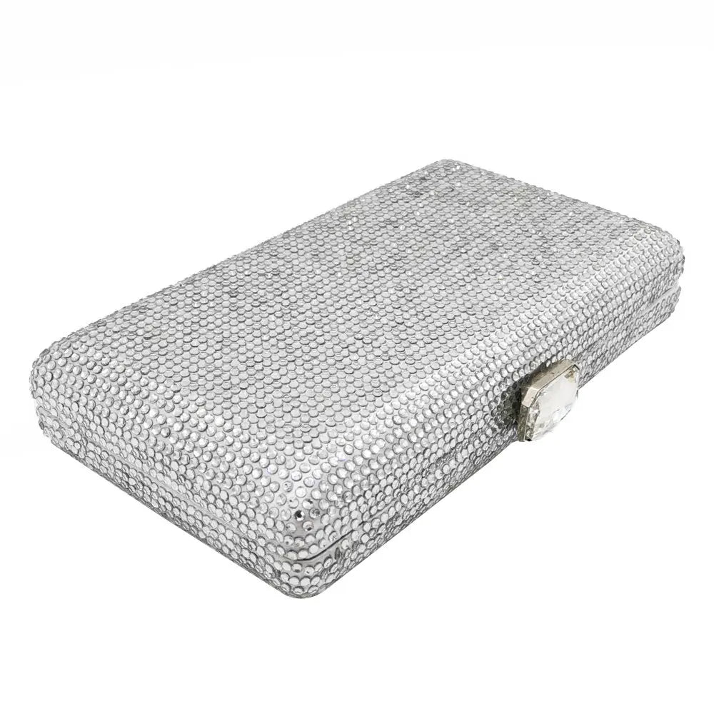 Elegant Crystal Evening Clutch - Luxury Rhinestone Box Handbag