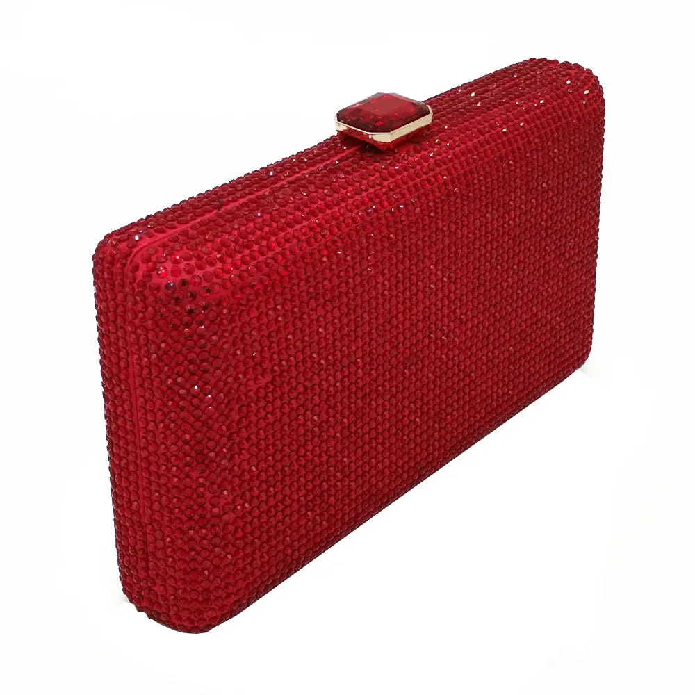 Elegant Crystal Evening Clutch - Luxury Rhinestone Box Handbag