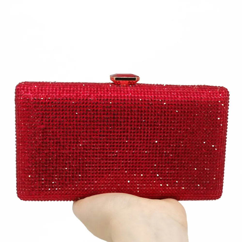 Elegant Crystal Evening Clutch - Luxury Rhinestone Box Handbag