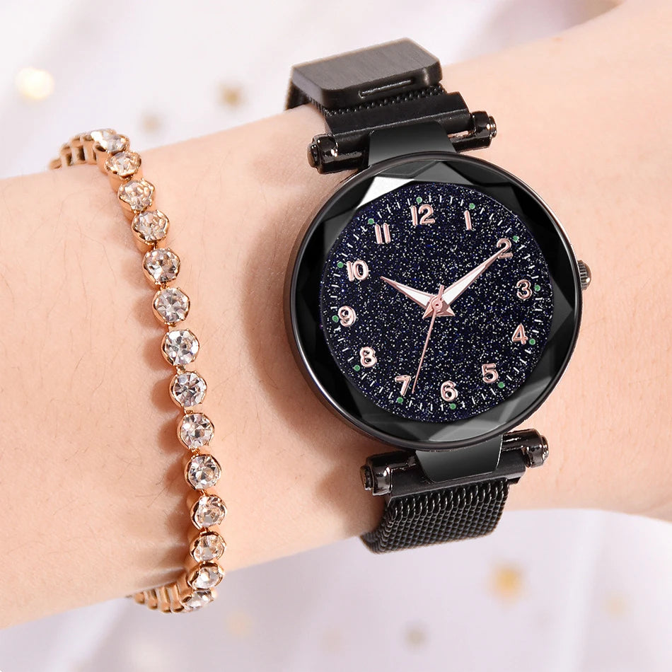 Elegant Magnetic Starry Sky Watch - Women's Quartz Wristwatch