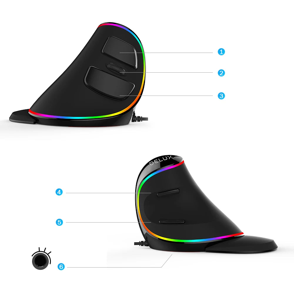 Premium Vertical Gaming Mouse - Ergonomic Wireless/Wired 4000 DPI RGB
