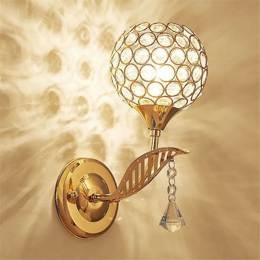 Luxury Crystal Bedside Wall Light Fixture - Elegant Home Decor