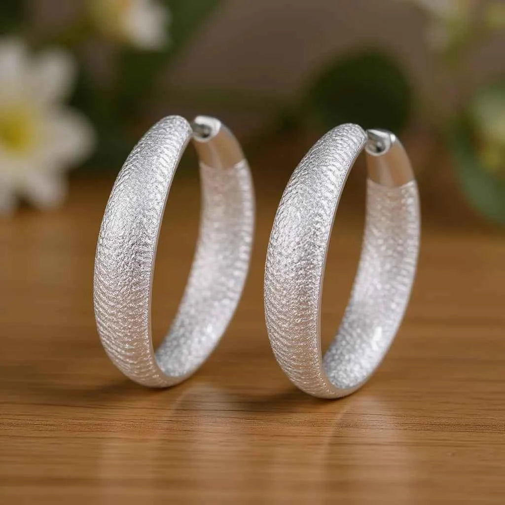 E4170 White Gold Hoop Earrings Women's Classic Alloy Fashion Jewelry 30mm Diameter