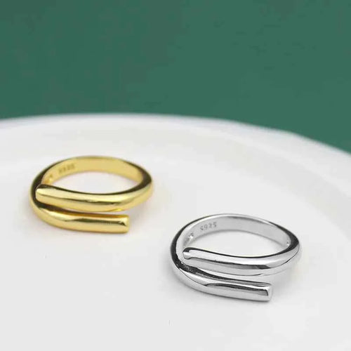 Elegant Double Layer Geometric Ring - Adjustable Silver Fashion Jewelry