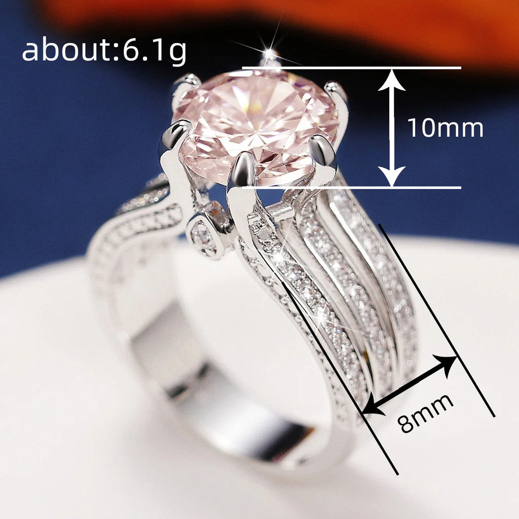 Elegant Gold Plated Diamond Ring - Round Brilliant Cut Engagement Style