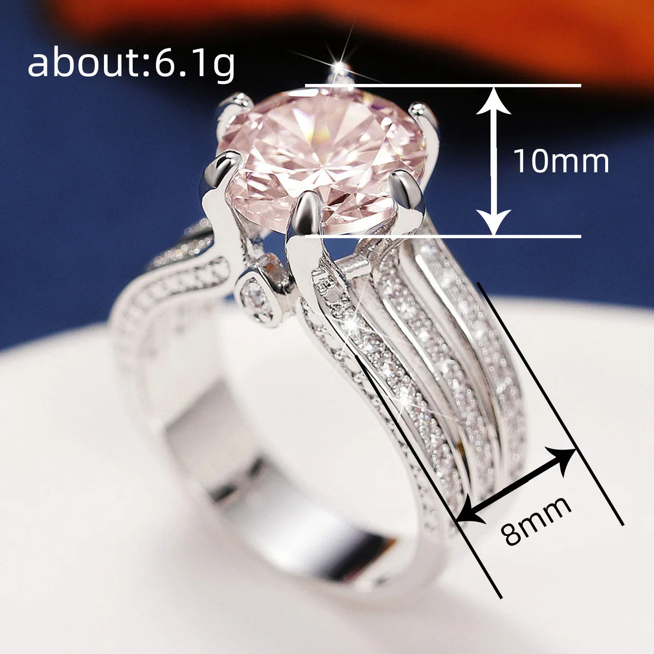 Elegant Gold Plated Diamond Ring - Round Brilliant Cut Engagement Style